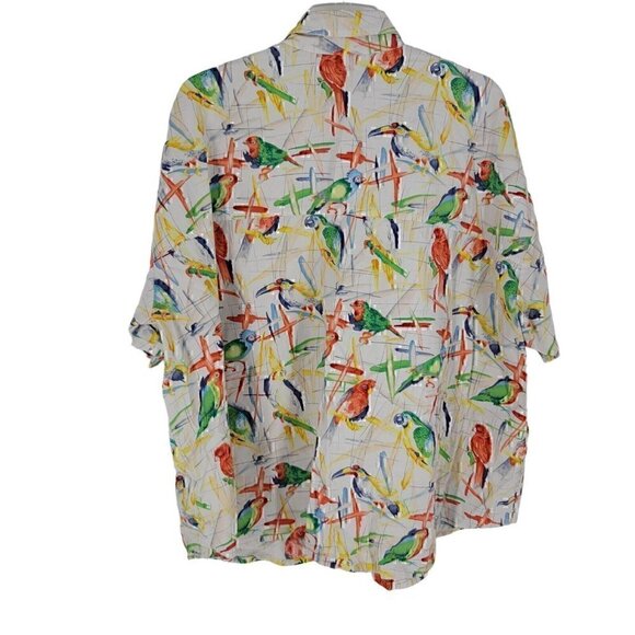 Magic of the Moon Bird Print Collared Button Up Short Sleeve Blouse 5XL - Picture 3 of 3